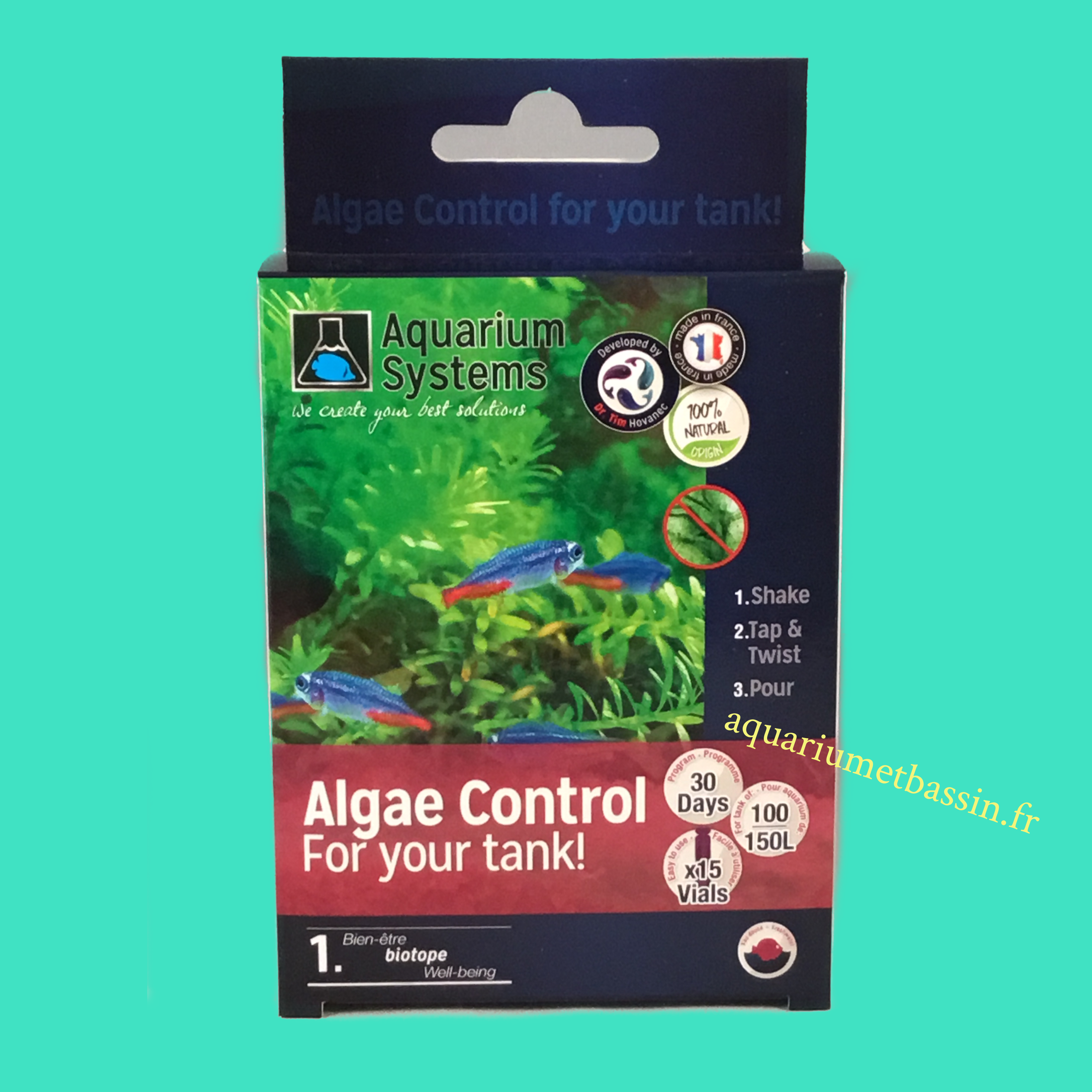 AQUARIUM SYSTEMS Algae-Control Eau Douce programme Unidoses anti-algues  biologique sur 30 jours - Traitements de l'eau douce/Anti-algues -   - Aquariophilie